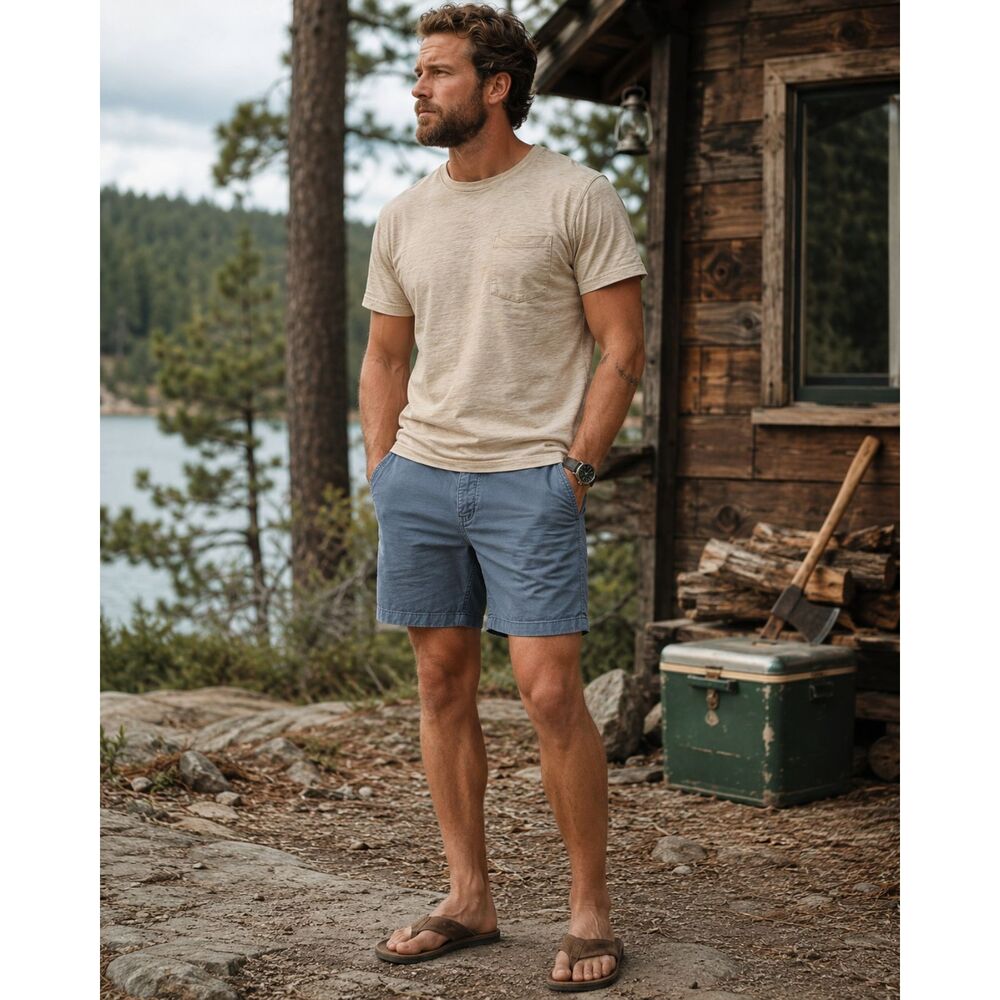Flint and Tinder Blue Gray Straight Fit Shorts   Mens Size 36